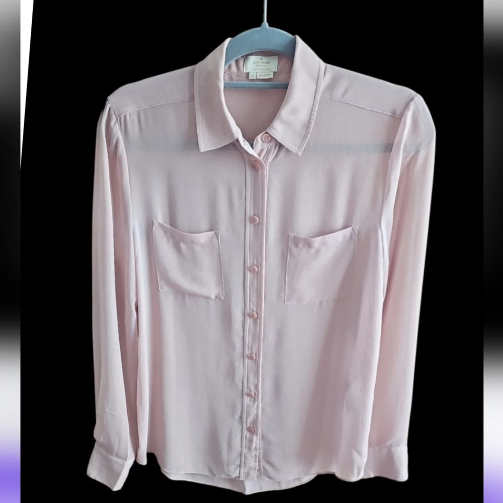 KATE SPADE Sheer Long Sleeve Blouse  Color Blush. EUC sz S